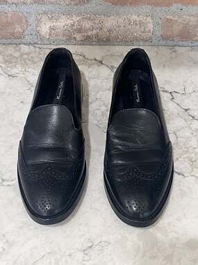 Massimo Dutti Black Leather Wingtip Brogue Loafers